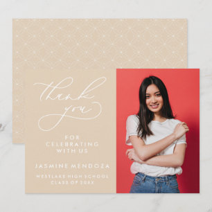 SIMPLE WHIMSICAL CALLIGRAPHY GRADUATION THANK YOU CARD