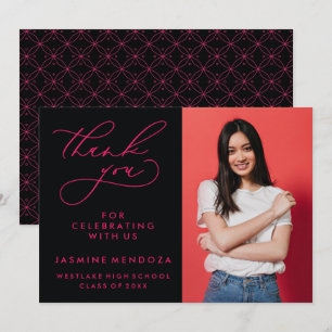 SIMPLE WHIMSICAL CALLIGRAPHY GRADUATION THANK YOU CARD