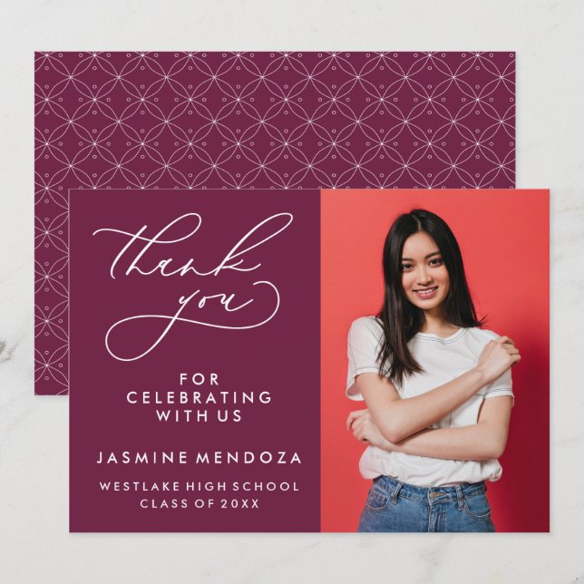 SIMPLE WHIMSICAL CALLIGRAPHY GRADUATION THANK YOU CARD (Front/Back)