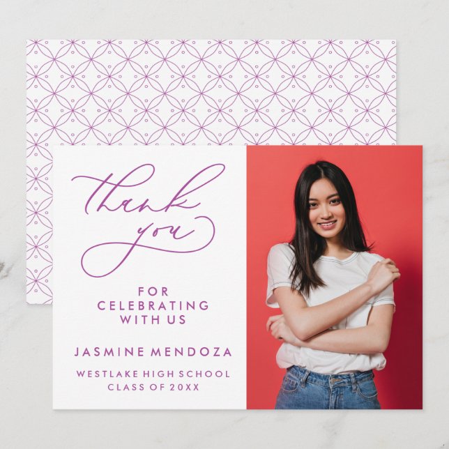 SIMPLE WHIMSICAL CALLIGRAPHY GRADUATION THANK YOU CARD (Front/Back)