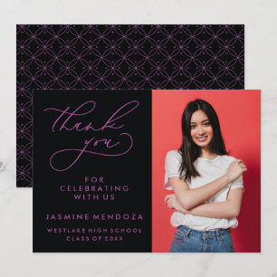 SIMPLE WHIMSICAL CALLIGRAPHY GRADUATION THANK YOU CARD