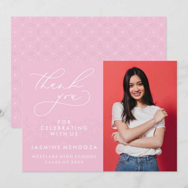 SIMPLE WHIMSICAL CALLIGRAPHY GRADUATION THANK YOU CARD (Front/Back)