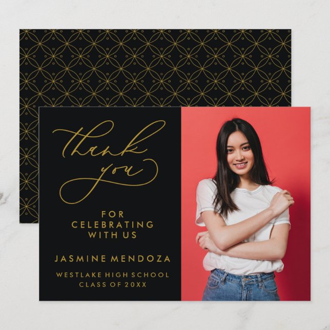 SIMPLE WHIMSICAL CALLIGRAPHY GRADUATION THANK YOU CARD (Front/Back)