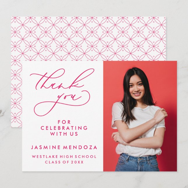 SIMPLE WHIMSICAL CALLIGRAPHY GRADUATION THANK YOU CARD (Front/Back)