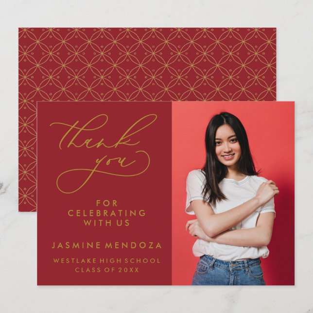 SIMPLE WHIMSICAL CALLIGRAPHY GRADUATION THANK YOU CARD (Front/Back)