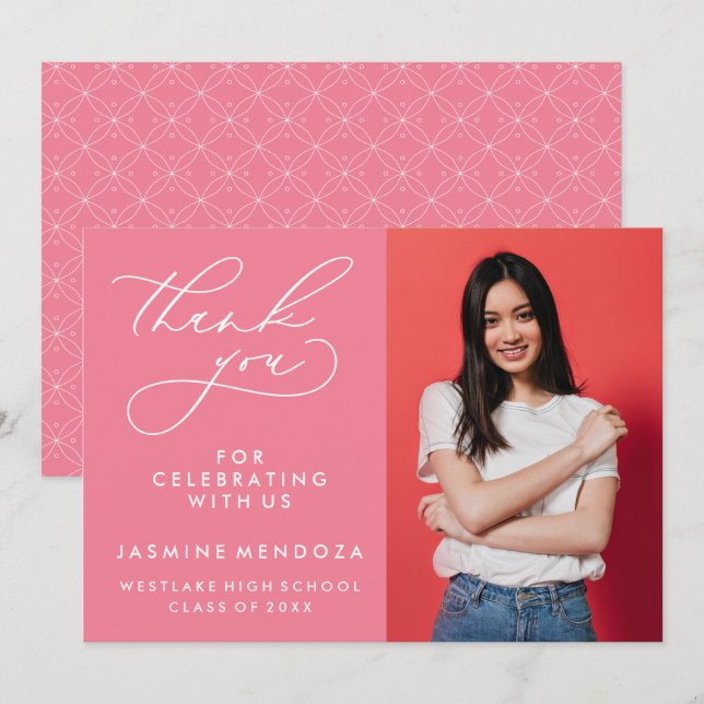 SIMPLE WHIMSICAL CALLIGRAPHY GRADUATION THANK YOU CARD (Front/Back)
