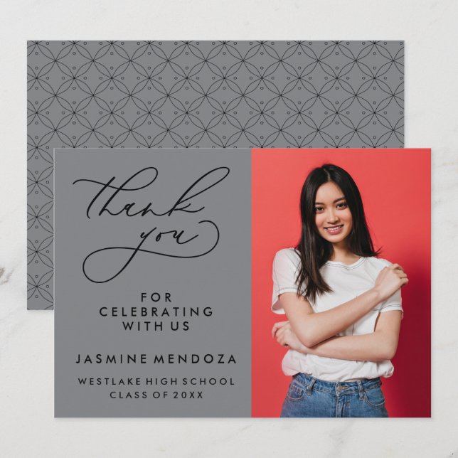 SIMPLE WHIMSICAL CALLIGRAPHY GRADUATION THANK YOU CARD (Front/Back)