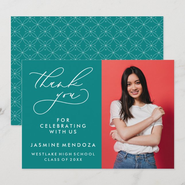 SIMPLE WHIMSICAL CALLIGRAPHY GRADUATION THANK YOU CARD (Front/Back)