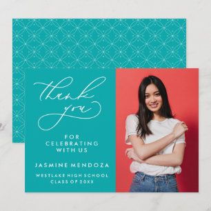 SIMPLE WHIMSICAL CALLIGRAPHY GRADUATION THANK YOU CARD