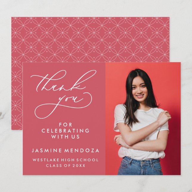SIMPLE WHIMSICAL CALLIGRAPHY GRADUATION THANK YOU CARD (Front/Back)