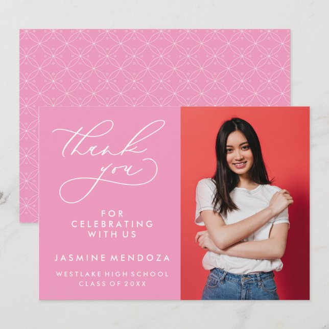 SIMPLE WHIMSICAL CALLIGRAPHY GRADUATION THANK YOU CARD (Front/Back)