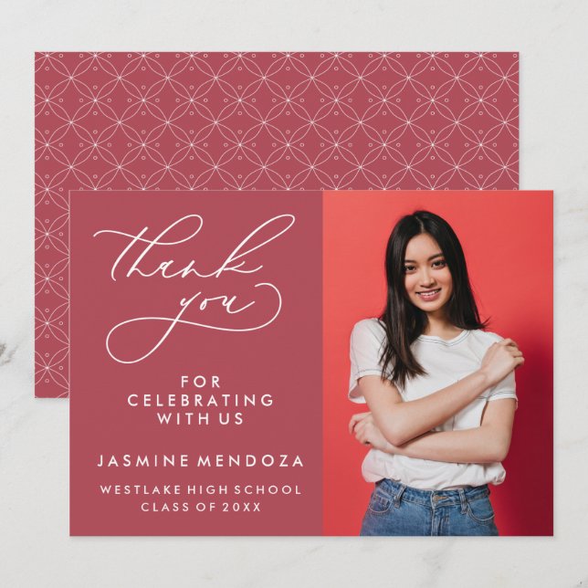 SIMPLE WHIMSICAL CALLIGRAPHY GRADUATION THANK YOU CARD (Front/Back)