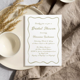 Simple Whimsical Custom Olive Green Bridal Shower Invitation