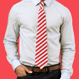 Simple Whimsical Cute Minimalist Red White Striped Tie