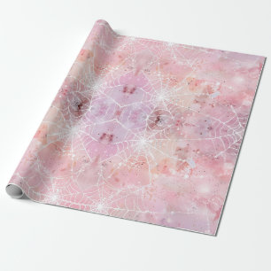Simple Whimsical Cute Pink Spiderwebs  Wrapping Paper
