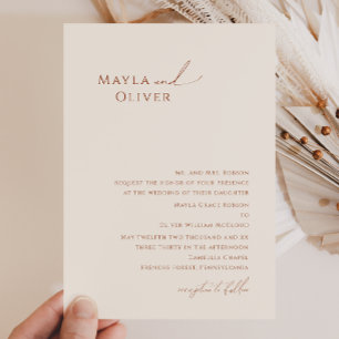 Simple Whimsical Desert Beige Traditional Wedding Invitation