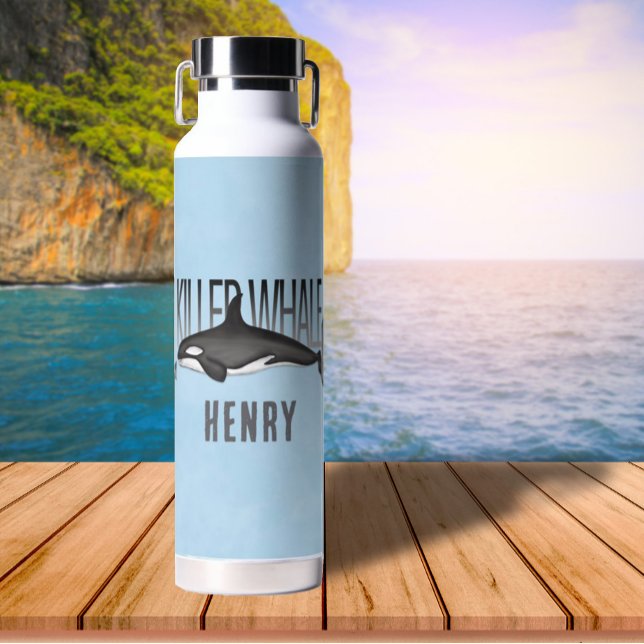 Simple Whimsical Fun Ocean Cool Killer Whale Water Bottle (Creator Uploaded)
