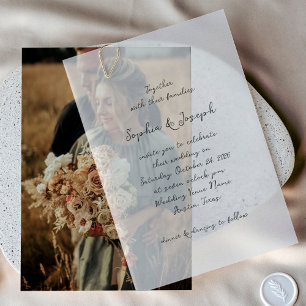 Simple Whimsical Handwritten Script   Wedding Vellum Invitations