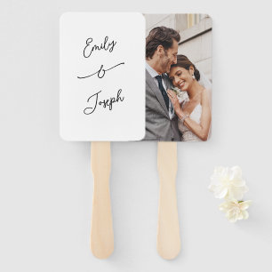 Simple Whimsical Handwritten Wedding Photo   Hand Fan