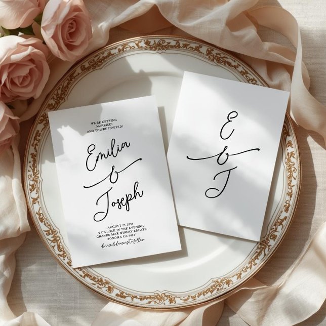 Simple Whimsical Handwritten Wedding Photo Invitation (Creator Uploaded)