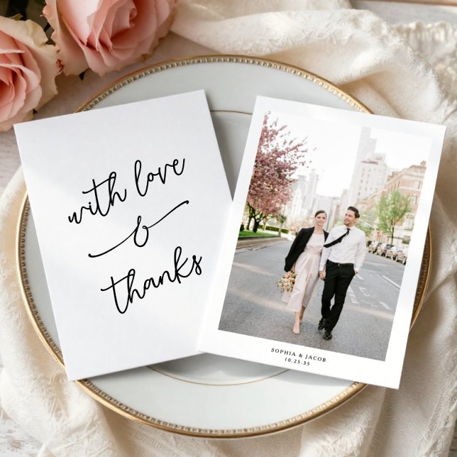 Simple Whimsical Love and Thanks Handwritten Thank You Card (Creator Uploaded)