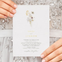 Simple Whimsical Wildflower | Gold Foil Invitation