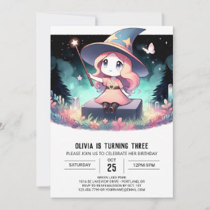 Simple Whimsical Wizard Birthday Invitation