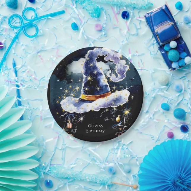 Simple Whimsy Custom Wizard Birthday Paper Plate (Party)