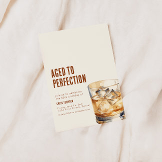 Simple Whiskey Aged to Perfection Birthday Invite