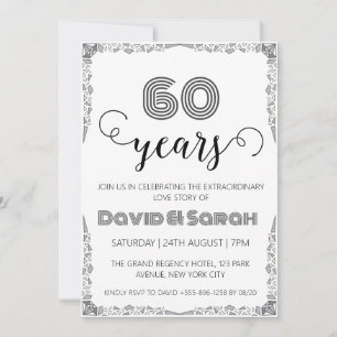 simple white 60th wedding anniversary invitations