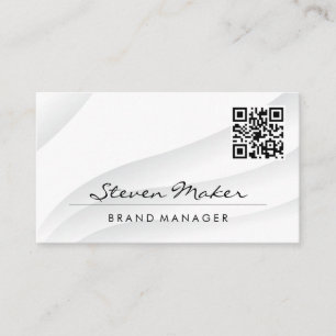 Simple White Abstract QR Code Business Card