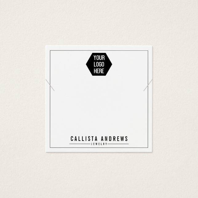 Simple White Add Your Logo Necklace Display Card (Front)