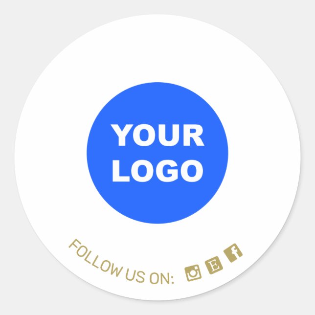 Simple White Add Your Logo Social Media Icon Classic Round Sticker (Front)