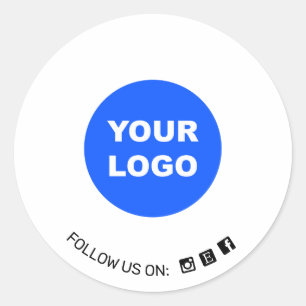 Simple White Add Your Logo Social Media Icon Classic Round Sticker