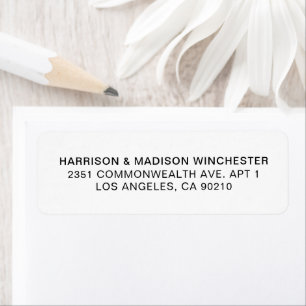 Simple white and black minimalist modern elegant return address label
