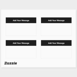 Simple White and Black Top Border Add Your Message Rectangular Sticker