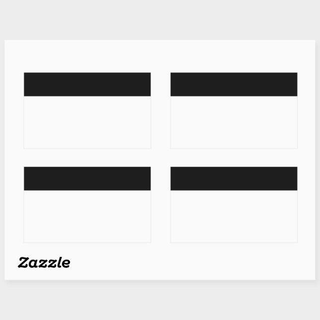 Simple White and Black Top Border Rectangular Sticker (Sheet)