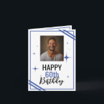 Simple White and Blue Husband 60th Birthday Card<br><div class="desc">Simple White and Blue Husband 60th Birthday, a funny and cool design made for anyone looking for a unique birthday card for their husband on their birthday. The design is simple and eye-catching, it features and simple frame with lines, a photo in the middle and editable text information. If you...</div>