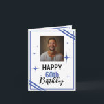 Simple White and Blue Husband 60th Birthday Card<br><div class="desc">Simple White and Blue Husband 60th Birthday, a funny and cool design made for anyone looking for a unique birthday card for their husband on their birthday. The design is simple and eye-catching, it features and simple frame with lines, a photo in the middle and editable text information. If you...</div>