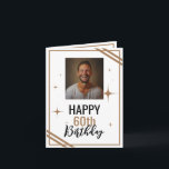 Simple White and Brown Husband 60th Birthday Card<br><div class="desc">Simple White and Brown Husband 60th Birthday, a funny and cool design made for anyone looking for a unique birthday card for their husband on their birthday. The design is simple and eye-catching, it features and simple frame with lines, a photo in the middle and editable text information. If you...</div>
