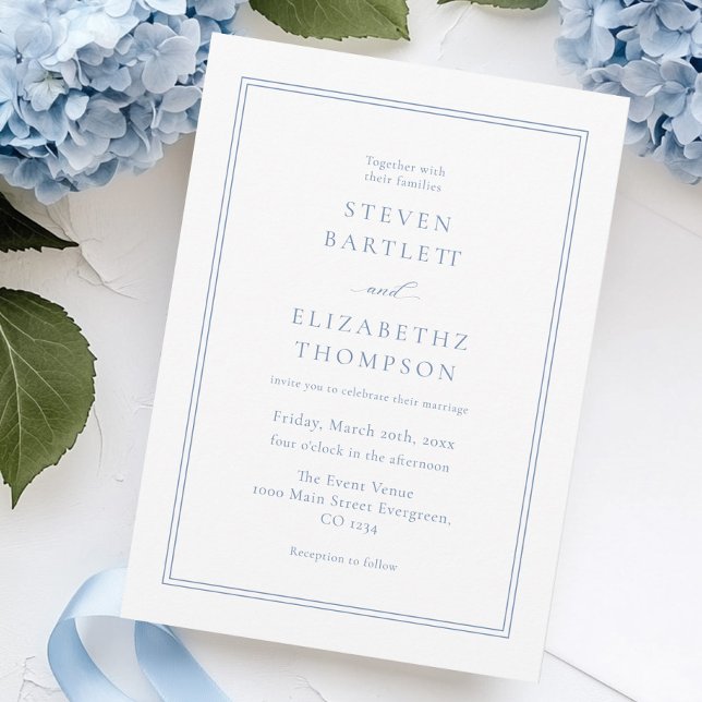 Simple White and Dusty Blue Wedding Invitation (Creator Uploaded)