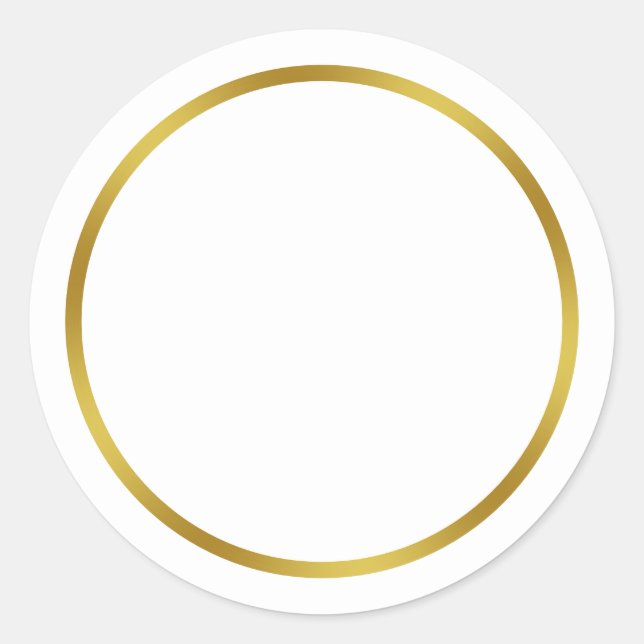 Simple White and Faux Gold Classic Round Sticker (Front)