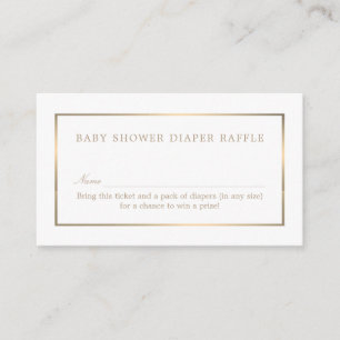 Simple White and Gold, Diaper Raffle Ticket Enclosure Card
