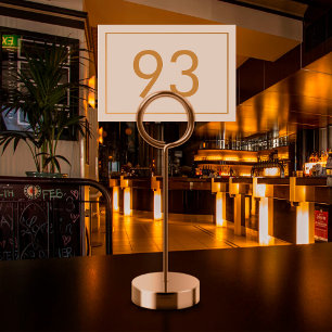 Simple White and Gold Restaurant Table Number