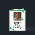 Simple White and Green Husband 60th Birthday Card<br><div class="desc">Simple White and Green Husband 60th Birthday, a funny and cool design made for anyone looking for a unique birthday card for their husband on their birthday. The design is simple and eye-catching, it features and simple frame with lines, a photo in the middle and editable text information. If you...</div>