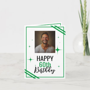 Simple White and Green Husband 60th Birthday Card