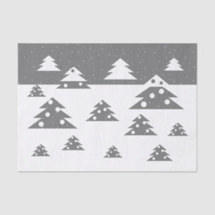 Simple White and Grey Christmas trees Snow Holiday Tissue Paper