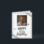 Simple White and Grey Husband 60th Birthday Card<br><div class="desc">Simple White and Grey Husband 60th Birthday, a funny and cool design made for anyone looking for a unique birthday card for their husband on their birthday. The design is simple and eye-catching, it features and simple frame with lines, a photo in the middle and editable text information. If you...</div>