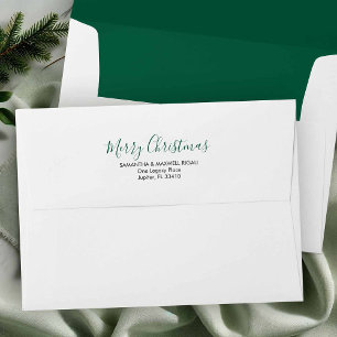 Simple White and Hunter Green 5x7 Return Address Envelope