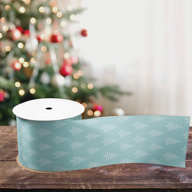 Simple White And Light Green-Blue Christmas Trees Satin Ribbon (Simple White And Light Green-Blue Christmas Trees Satin Ribbon)